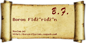 Boros Flórián névjegykártya